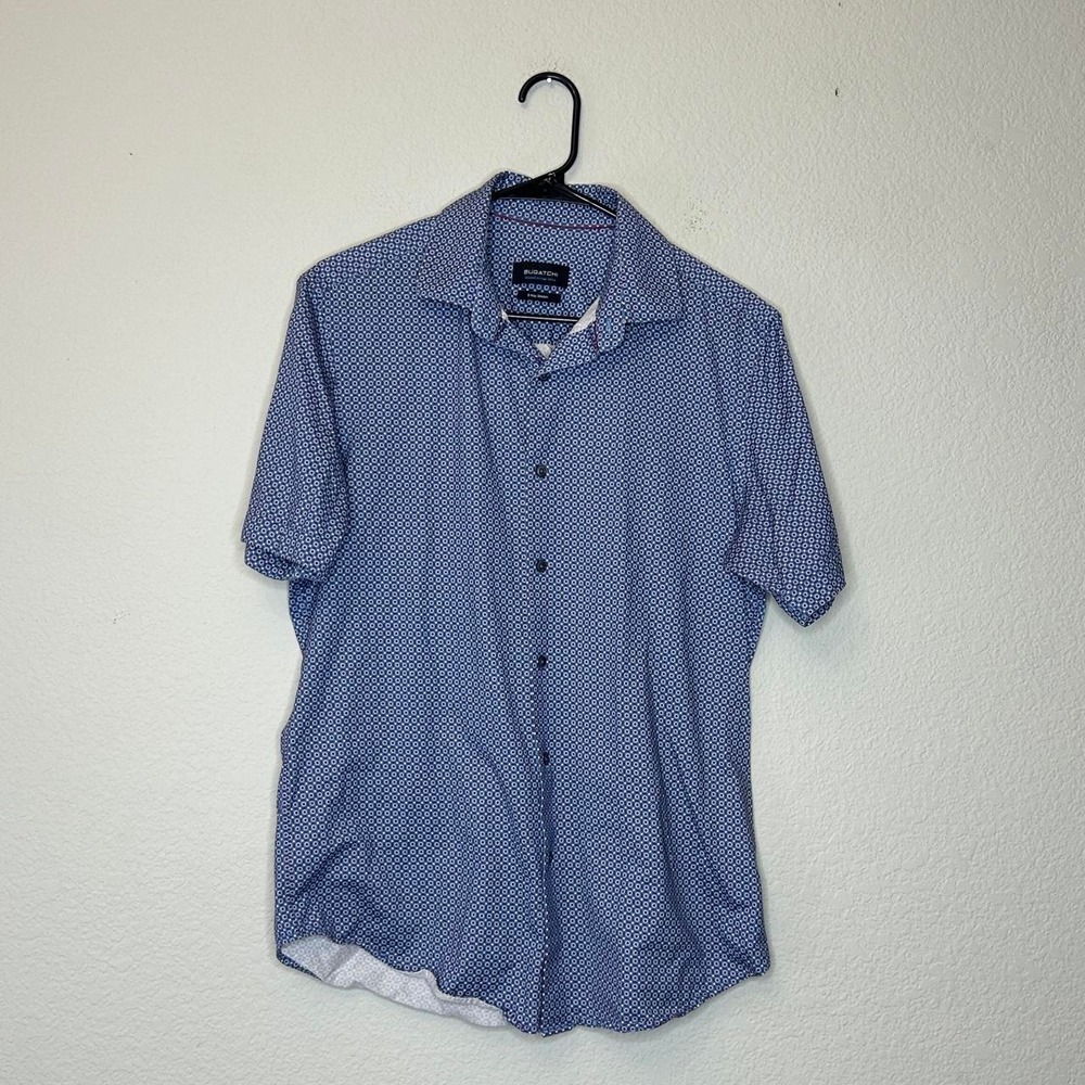 Bugatchi Oooh Cotton Tech 8 Short Sleeve Button Up Shirt Men's Size S Stretch